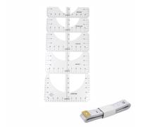 Paquete de 4 guías de regla de camiseta, kit de herramientas de alineación de camisetas en forma curva para adultos, jóvenes y niños pequeños (transparente)