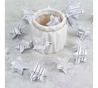 Paquete de 4 guirnaldas de estrellas blancas para libros, periódicos, banderines de cuerda para fiestas, vacaciones, Navidad, boda, guirnalda decorativa (blanco)