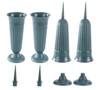 Paquete de 4 jarrones de Cementerio para Tumba Soporte de Flores de plástico clásico y confiable con púas para una colocación Segura Decoraciones para tumbas de Color Verde Oscuro