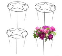 Paquete de 4 jaulas de soporte de metal para plantas con rejilla extraíble, soporte de flores de tres patas para peonía, tomate, hortensia, fresa, estacas de jardín desmontables para macetas pequeñas