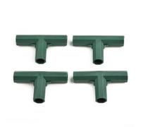 Paquete de 4 juntas de plástico para soporte de plantas, conectores verdes de 16 mm para construir marcos de invernadero, soportes de toldo con múltiples ángulos para uso en jardín (T 3 vías)