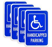 Paquete de 4 letreros grandes de estacionamiento para discapacitados, 18 x 12 pulgadas, aluminio libre de óxido .040, reflectante, protección UV y resistente a la intemperie