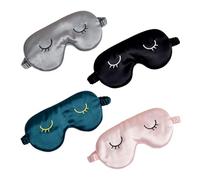 Paquete De 4 Lindas Máscaras Para Ojos Bordadas, Máscaras Para Dormir, Máscaras Para Ojos Portátiles, Máscaras Para Ojos De Viaje, Accesorios De Viaje