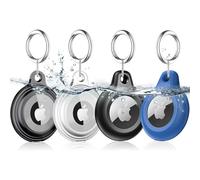 Paquete de 4 llaveros AirTag compatibles con Apple AirTags: resistentes a golpes, al agua, al polvo y a los arañazos para carteras, equipaje y