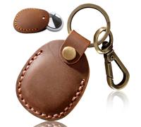 Paquete de 4 llaveros AirTag para Apple - Llavero AirTag de cuero - Colgante AirTag - Funda AirTag - 100% cuero de búfalo - Costuras reforza
