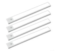 Paquete de 4 luces LED ultrafinas con sensor de movimiento, iluminación inalámbrica recargable debajo del gabinete para cocina, armario, escaleras, pasillo, dormitorio, luz nocturna de montaje