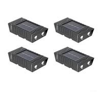 Paquete de 4 luces solares de pared para exteriores, faroles LED para valla de jardín con luz cálida y blanca, decoración de plástico impermeable para patio, porche, escaleras, patio, negro, 12 x 6,5