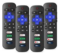 Paquete de 4 mandos a distancia de repuesto solo para Roku TV, compatible con todos los TCL/Hisense/Onn/Sharp/Philips / (no para Roku Stick, Box o altavoz) (negro obsidiana)