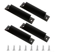 Paquete de 4 manijas de gabinete de aluminio con borde de aluminio para cocina, armario, cajón, muebles, puerta, organizador de almacenamiento para el hogar, 91 x 20 mm (negro)