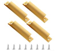 Paquete de 4 manijas de gabinete de aluminio con borde de aluminio para cocina, armario, cajón, muebles, puerta, organizador de almacenamiento para el hogar, 91 x 20 mm (dorado)