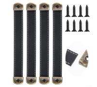 Paquete de 4 manijas de piel para muebles con tornillos, 18 cm de longitud de piel sintética y núcleo de hierro, para cajones, armarios, armarios y taquillas
