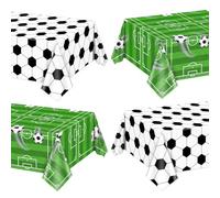 Paquete de 4 manteles de fiesta de fútbol, campo de fútbol manteles de mesa con patrón de fútbol para niños fiesta de cumpleaños evento de fútbol deportes decoraciones de fiesta temática, 220x130cm