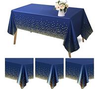 Paquete de 4 manteles de plástico azul marino para fiestas, fundas de mesa con patrón de confeti de puntos para mesas rectangulares, apto para todas las fiestas de cumpleaños, bodas de Navidad
