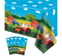 Paquete de 4 manteles de tractor para fiestas de tractores, manteles para fiestas de granja, mantel de plástico, rectangular, tractor, cumpleaños, fiestas, granja, cumpleaños, accesorios para fiestas,