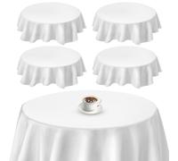 Paquete de 4 manteles redondos, 213 cm, mantel de poliéster blanco, ropa de mesa moderna, mantel de tela lavable de alta calidad y sin arrugas, manteles blancos para comedor, jardín, bodas al aire