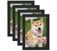 Paquete de 4 marcos de fotos A5, marcos de fotos para montaje en mesa y pared, marco pequeño con ventana de plexiglás para retrato, color negro