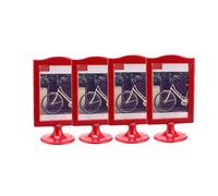 Paquete de 4 marcos de fotos de pie, soporte vertical para letreros de 10 x 15 cm,marco de fotos de doble cara,soporte para 2 imágenes, escuela, boda, fiesta, números de mesa, más colores (rojo)