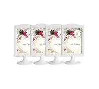 Paquete de 4 marcos de fotos de pie, soporte vertical para letreros de 10 x 15 cm,marco de fotos de doble cara,soporte para 2 imágenes, escuela, boda, fiesta, números de mesa, más colores (blanco)