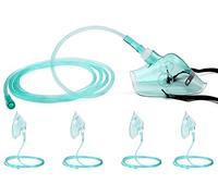 Paquete de 4 máscaras de oxígeno estándar de Europa para adultos con tubo de 6.6 pies y correa elástica ajustable, talla L+