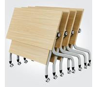 Paquete de 4 mesas de conferencias plegables de 47.2 x 19.7 x 29.5 pulgadas, mesas de reunión con ruedas de bloqueo, diseño rectangular moderno para oficina, aula, sala de reuniones