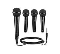 Paquete de 4 Micrófonos Dinámicos con Cable de 6,35 mm para Cantar, Karaoke, DJ y Discursos en el Escenario