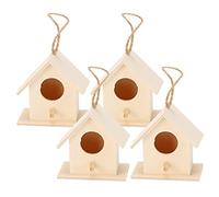 Paquete de 4 mini casetas de madera para pájaros pequeños, nidos de madera, pajarera, perca al aire libre, comedero para pájaros, nidos de pájaros, jaula, ornamento,