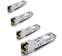 Paquete de 4 módulos SFP a RJ45 de 1,25 G, transceptor Ethernet SFP de cobre 1000Base-T, 100 m, para Cisco SFP-GE-T, Ubiquiti UF-RJ45-1G, TP-Link TL-SM331T, UniFi, Meraki, Mikrotik, Fortinet, Intel,