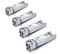 Paquete de 4 módulos SFP+ LC multimodo 10G, transceptor de fibra 10GBase-SR para Ubiquiti UniFi UF-MM-10G, Mikrotik, Netgear, D-Link, TP-Link y más (MMF, 850 nm, 300 m, DDM)