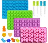 Paquete de 4 moldes de silicona para caramelos y bandejas para cubitos de hielo con 4 cuentagotas (color aleatorio)