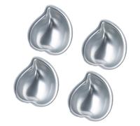 Paquete de 4 moldes elegantes de aleación de aluminio con forma de melocotón y mangos, herramienta de hornear para postre, helado, chocolate, moldes multifuncionales de aleación de aluminio para