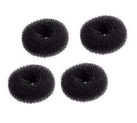 Paquete de 4 moños de pelo extra pequeños negros para hacer moños de pelo, mini chignon moldeador de rosquillas para el cabello, accesorios para el cabello para niños, niñas, cabello corto y fino