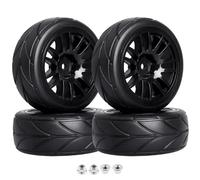 Paquete de 4 neumáticos y ruedas de carreras de carretera RC a escala 1:10 con inserciones de espuma, cubo hexagonal de 12 mm para Traxxas Redcat Tamiya TT-02 (Color A)