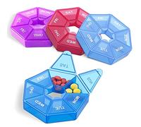 Paquete de 4 organizadores de píldoras - Caja de pastillas semanal - Caja de pastillas portátil siete rejillas - Soporte para medicamentos y vitaminas - Organizador de píldoras a prueba de humedad