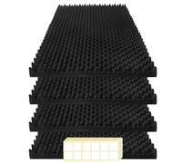 Paquete de 4 paneles acústicos, 48 x 24 x 2 pulgadas, paneles de pared de espuma insonorizados, ignífugos, de alta densidad, ignífugos, con cancelación de ruido, paneles de pared de espuma de estudio