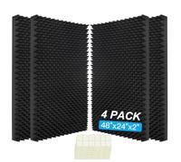 Paquete de 4 paneles acústicos, 48 x 24 x 2 pulgadas, paneles de pared de espuma insonorizados, ignífugos, de alta densidad, ignífugos, con cancelación de ruido, paneles de pared de espuma de estudio