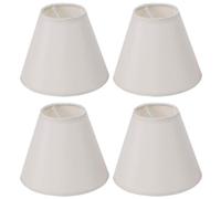 Paquete de 4 pantallas clásicas para lámparas de mesa, visualización de repuesto estilo imperio de tela pequeña, visualización de clip para computadora, mesita de noche y lámpara de araña (blanco)