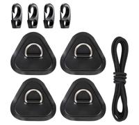 Paquete de 4 parches de anillo en D para tabla de remo, parches de anillo en D triangulares de PVC impermeables con cordón elástico ajustable de 2,5 m, accesorios de amarre inflables para tabla de