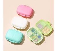 Paquete de 4 pastilleros multifuncionales, mini soporte para pastillas de vitaminas para tabletas de calcio, aceites de pescado, suplementos, dulces, ancianos, pastillero de 7 días (verde, azul, rosa
