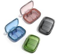 Paquete de 4 pastilleros pequeños de 3 compartimentos, a prueba de humedad, organizador de píldoras de viaje para bolso de bolsillo, caja de vitaminas de medicina portátil diaria, caja de aceite de