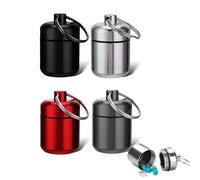 Paquete de 4 Pastilleros Pequeños de Aluminio con llavero,pastillero pequeño,pastillero llavero,Pastillero Viaje,Mini Impermeable Pastilleros Portátiles,para contenedor de pastillas de bolsillo diario
