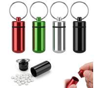 Paquete de 4 Pastilleros Pequeños de Aluminio con llavero,Pastillero Viaje,Mini Impermeable Pastilleros Portátiles,Pastillero Llavero Pequeño,para Acampar al Aire Libre, Viajes(Estilo 2)
