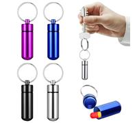 Paquete de 4 Pastilleros Pequeños de Aluminio con llavero,Pastillero Viaje,Mini Impermeable Pastilleros Portátiles,Pastillero Llavero Pequeño,para Acampar al Aire Libre, Viajes