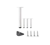 Paquete de 4 patas ajustables de acero inoxidable para muebles, patas de armario antideslizantes de 3 pulgadas, patas de metal gruesas para sofá, mesa y estantes, color blanco con tornillos incluidos