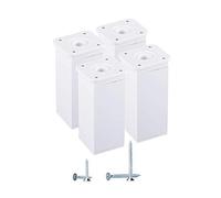Paquete de 4 patas blancas de altura ajustable para muebles, perfil angular: 40 x 40 mm, materiales: plástico, aluminio, tornillos incluidos (4, 10 cm de altura)