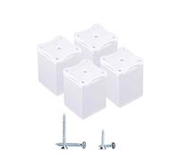 Paquete de 4 patas blancas modernas de altura ajustable para muebles de 6 cm, perfil angular: 40 x 40 mm, materiales: aluminio, plástico, tornillos incluidos (4, blanco)