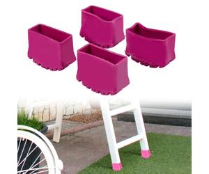 Paquete de 4 patas de escalera de goma color rojo rosa, protectores antideslizantes para patas de silla para suelos de madera dura, almohadillas de reducción de ruido para mesas y taburetes