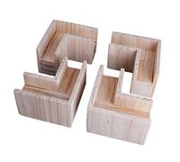 Paquete de 4 patas de madera maciza en forma de L para muebles de bricolaje, cama, armario, sofá, elevadores de 10 cm. Color: madera natural, S, elegante, fácil instalación.