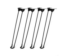 Paquete de 4 patas de mesa plegables de 7 mm, diseño de pata de gato de hierro de 43 cm, color negro mate para soportes de muebles con patas de goma para proyectos de bricolaje de escritorio de café
