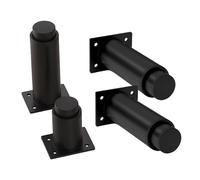 Paquete de 4 patas de metal ajustables de piel de repuesto para sofá, mesas de café, mueble de TV, color negro (8 cm)