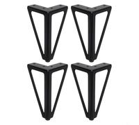 Paquete de 4 patas de repuesto para muebles de 15,2 cm de hierro y metal, patas de silla con almohadillas antideslizantes que reducen el ruido, diseño hueco triangular, cromo/negro/dorado (negro)